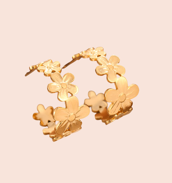 Gold Daisy Hoops