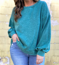 Load image into Gallery viewer, Teal Tattered Pullover
