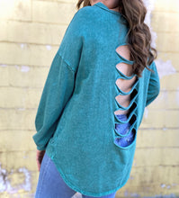 Load image into Gallery viewer, Teal Tattered Pullover
